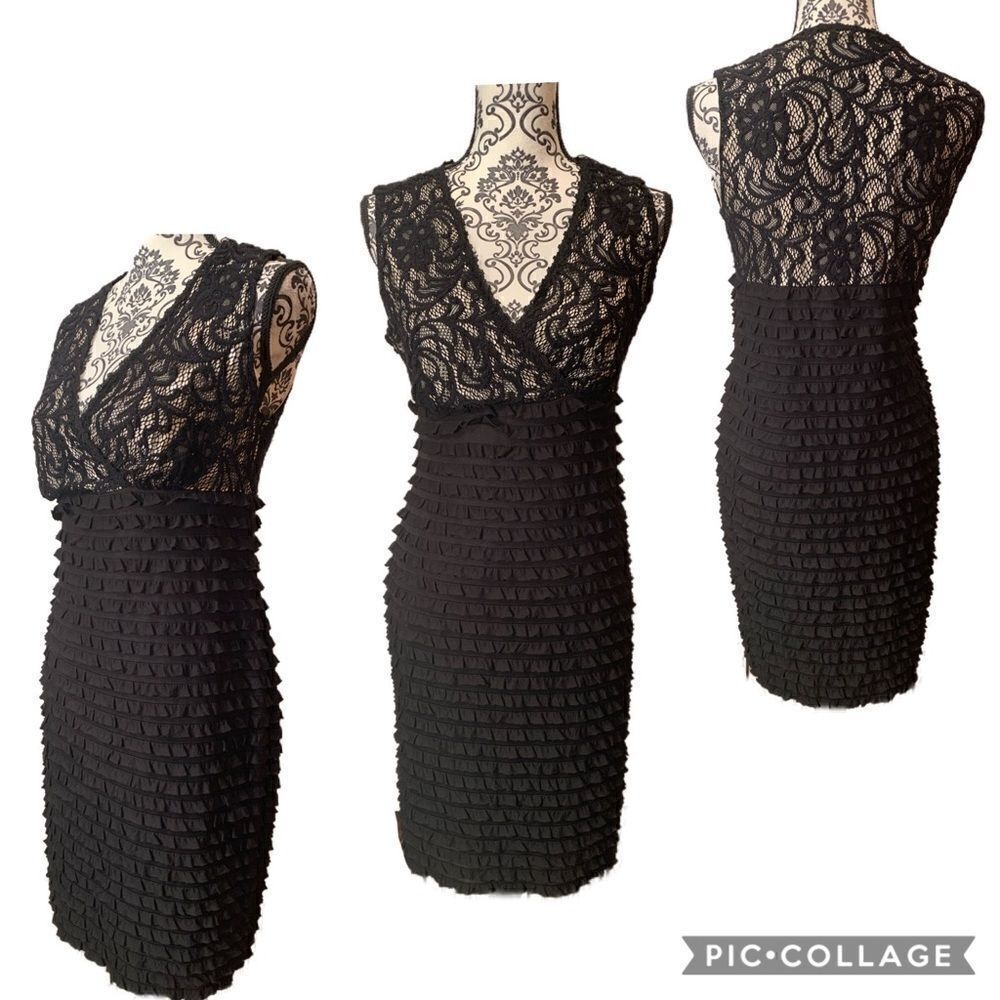 NWT Ronni Nicole ruffle laced V-neck cocktail … - Picture 3 of 9